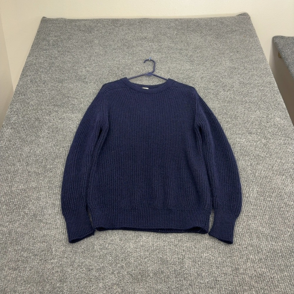 Vintage St Michael Sweater Men 44 Navy Blue Wool Ribbed Crewneck Classic UK Made